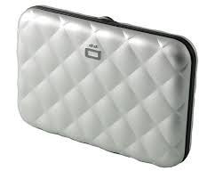 Quilted Button Card Case - Silver