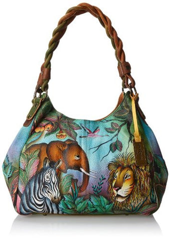 African Adventure Triple Compartment Shopper With Braided Handle