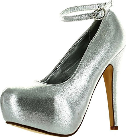Delicacy Elegant-86 Womens New Hot Fashion Close Toe Stiletto Heel Pumps,Silver,6.5