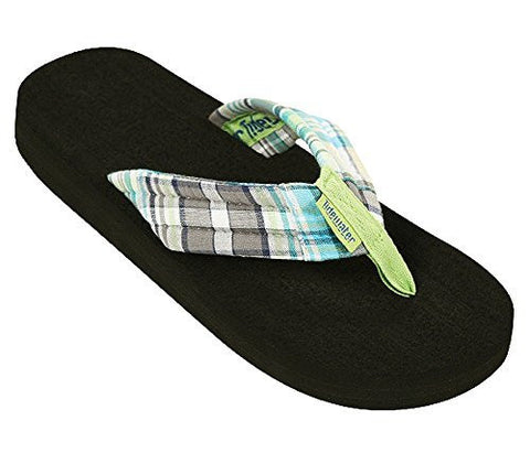 Women's Tidewater Boardwalk Flip Flop Sandals,10 B(M) US,Green Madras