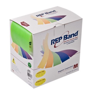 REP Band, Latex-Free Resistive Exercise Band, 50 Yard Rolls, Green (Level 3)