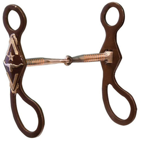 Antiqued Show Snaffle w/ Copper Inlay Star and Steer