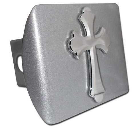 Cross (Ruffled) Brushed Chrome Hitch Cover