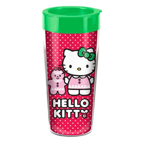Hello Kitty Holiday 16 oz. Plastic Travel Mug, Red, Green, and Whtite 3.5" x 3.25" x 7" (not in pricelist)