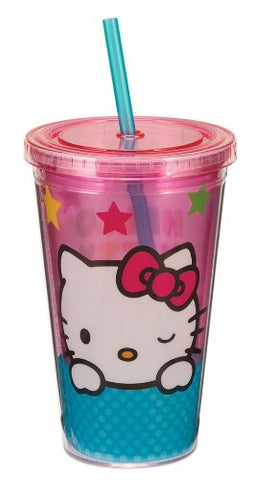 Hello Kitty Stars 18 oz. Acrylic Travel Cup, 4" x 4" x 8.25"