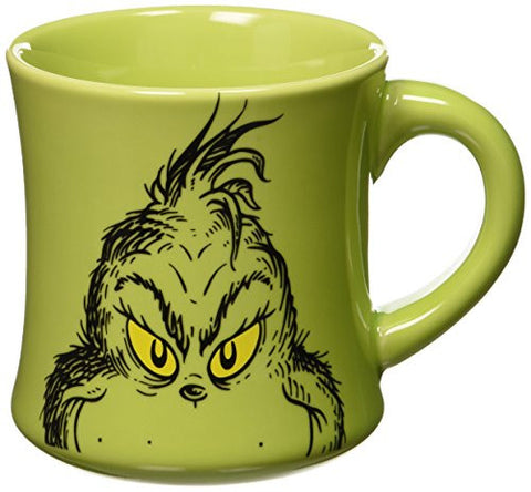 Dr. Seuss Grinch Holiday 12 oz. Ceramic Mug, Green 4.75" x 3.25" x 3.75"