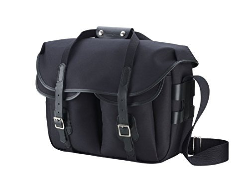 Hadley Large Pro Shoulder Bag - Black Canvas/Black Leather+Nickel Trim, H 14.6 x W 17.5 x D 7.5”