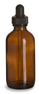 4 oz. Amber Glass Bottle with Black Dropper Top