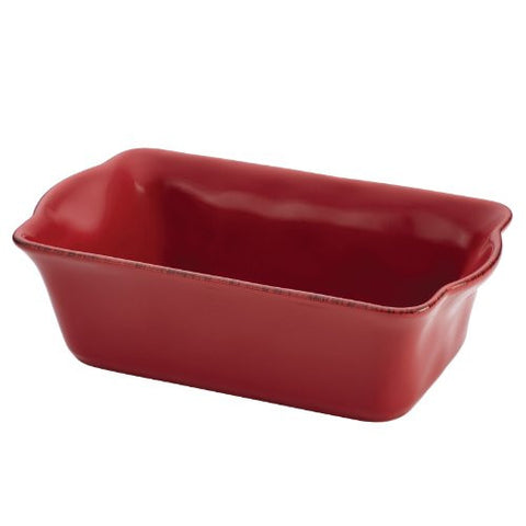 Rachael Ray Cucina Stoneware 9-Inch x 5-Inch Loaf Pan, Cranberry Red