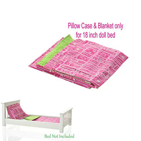 Hot Pink and Green Apple Linen Set for Doll Single Bed