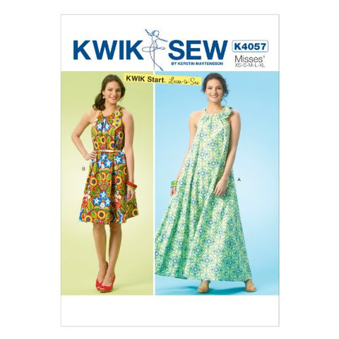 Kwik Sew Pattern - Misses' Gathered-Neck Dresses, XS-S-M-L-XL