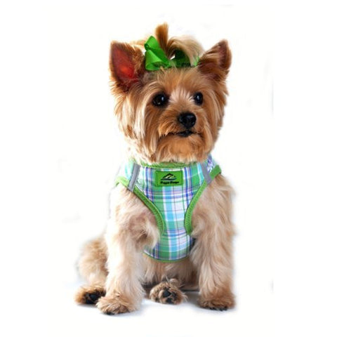 American River Ultra Choke Free Dog Harness, Green & Turquoise Plaid, X-Small