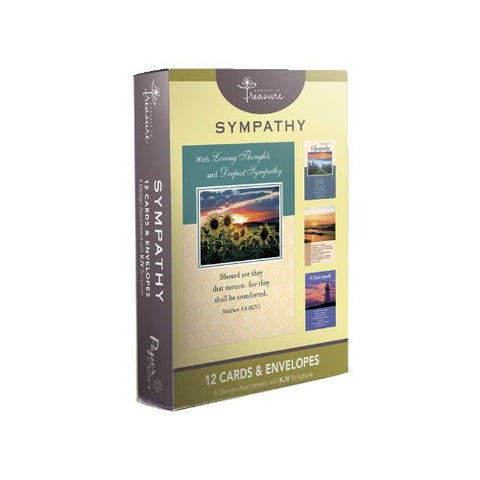 12PK BOXED SYMPATHY CARDS WITH SCRIPTURE - Landscapes - 1 box. 4 designs in box. Bulk packed.
