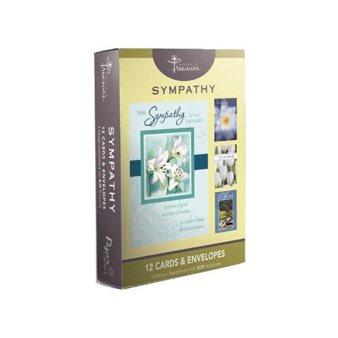 12PK BOXED SYMPATHY CARDS WITH SCRIPTURE - Floral - 1 box. 4 designs in box. Bulk packed.