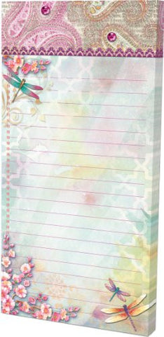 Embellished Magnetic List Pads, Paisley Dragonflies