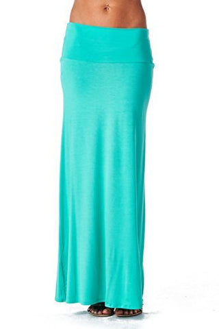 Azules Women'S Rayon Span Maxi Skirt - Solid (True Mint / Large)