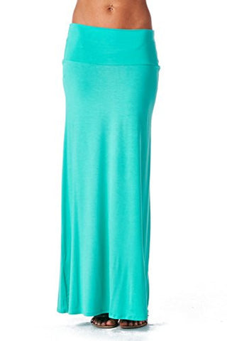 Azules Women'S Rayon Span Maxi Skirt - Solid (True Mint / Small)