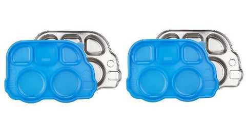 Innobaby Din Din Smart Stainless Divided Platter with Sectional Lid, 2 Pack