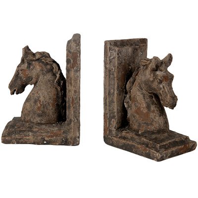 5.5x4x7.5" Man-Made Stone Horse Head Bookends, Set of 2