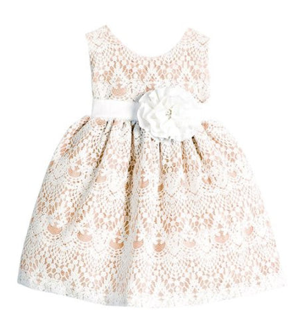 Infant Sweet Vintage Lace Dress Peach