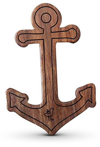 Anchor Wood Rattle Teether, Boy O/S