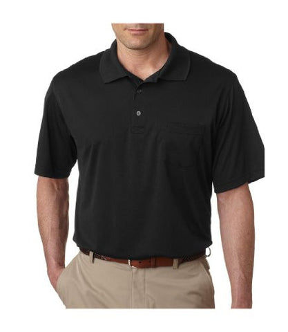 UltraClub Men's UC Performance Polo Shirt (Black / XX-Large)