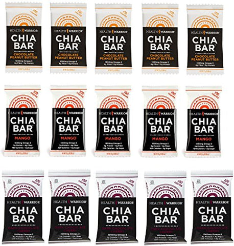 Health Warrior Chia Bars New Flavors Variety Pack (25g)(15 Bars)