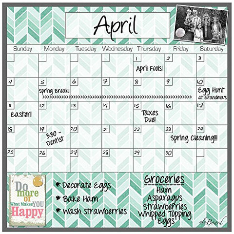 Dry Erase Calendar Fridge Monthly Calendar Magnet Teal Herringbone