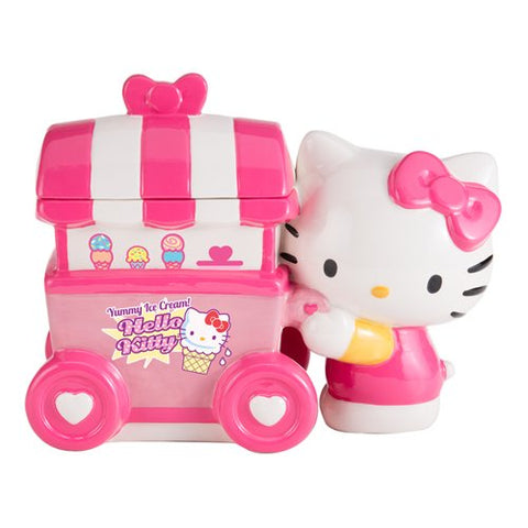 Limited Edition Hello Kitty Ice Cream Cart Ceramic Cookie Jar, 10.375"x4.75"x8.5"