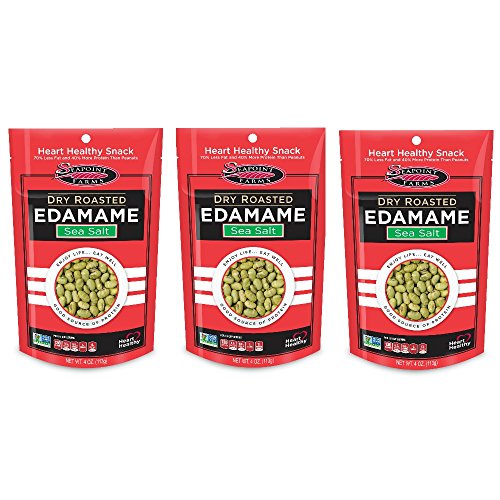 Seapoint Farms Dry Roasted Edamame, Sea Salt, 4-Ounce Pouches, (3 pack)