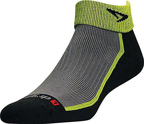 Trail Run 1/4 Crew/Turndown - Lime Green/Black/Gray, L