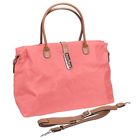 Tosca Women's Nylon Oversized Travel Tote Handbag (Pink)