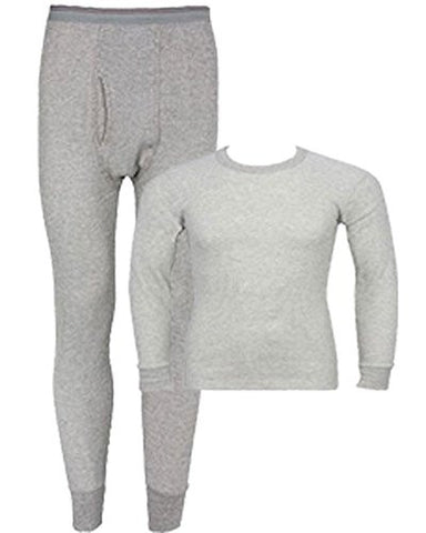 Indera - Mens Regular and Tall Long Sleeve Thermal Top, 800LS (Grey Pant Set / X-Large)