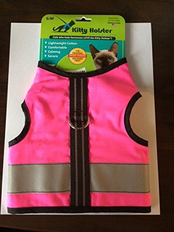 Kitty Holster Reflective Safety Cat Harness, Small/Medium, Neon Pink