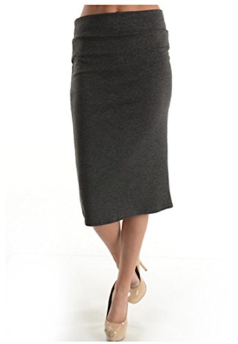 Below the Knee Pencil Skirt - Charcoal, Size Medium