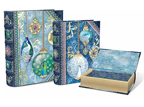 Holiday Large Book Boxes, Peacock Ornaments