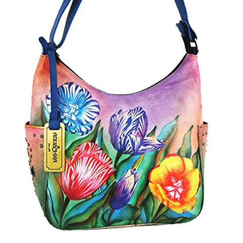 Turkish Tulips Classic Hobo with Studded Side Pockets