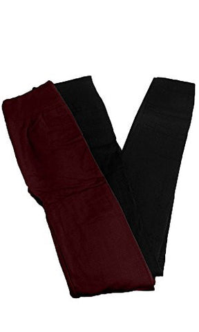 Anemone Women's Cozy Winter Fleece Lined Seamless Leggings One Size Black 2 Pk Black/Wine One Size