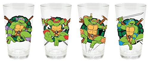 Teenage Mutant Ninja Turtles 4-Piece 16 oz. Glass Set, 3.5" x 3.5" x 5.75"