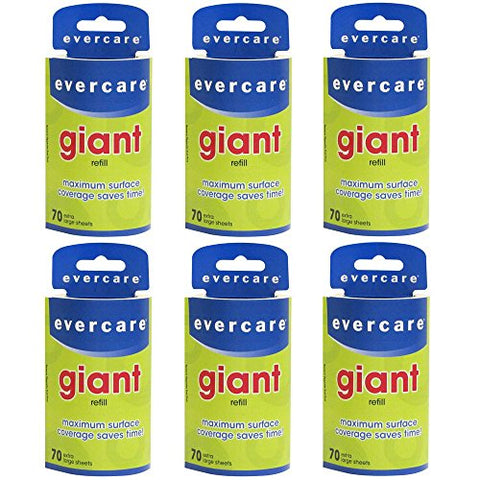 Evercare Giant Adhesive Lint Roller REFILL ** 6 pack **