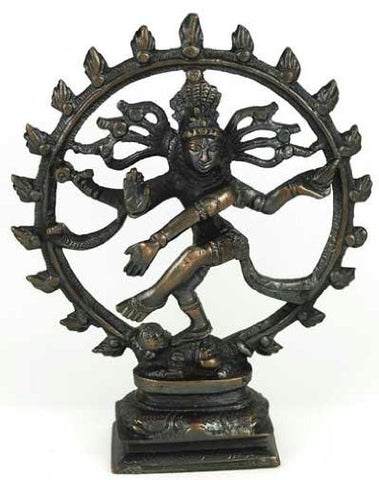 Antiqued Bronze Shiva Dancing Statue, 6"