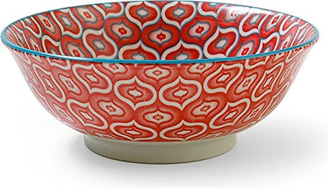 Lantern Design Bowl - Red 7.5"