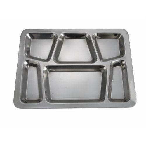 Mess Tray, 6 Compartment, Style B, 15-1/2"x 11-1/2", Set of 12