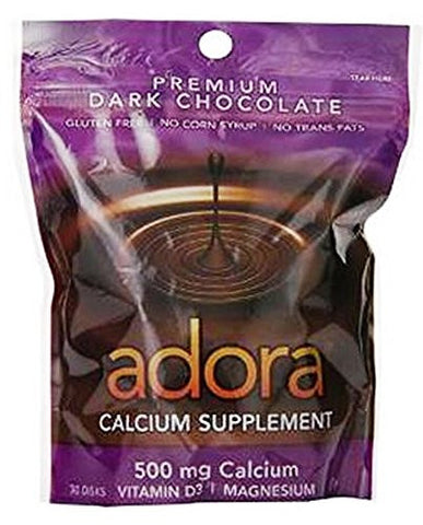 Adora Calcium Supplement Disk, Organic Dark Chocolate, 30 Count