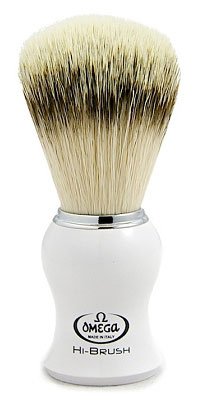 46745 Hi-Brush Synthetic Fiber Shaving Brush, Plastic Handle, White