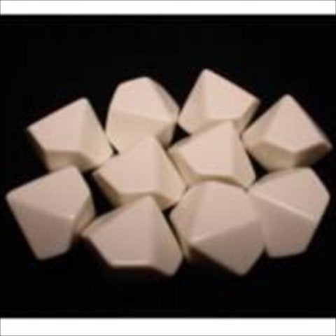 Opaque Polyhedral Bag of 10 Blank White d10