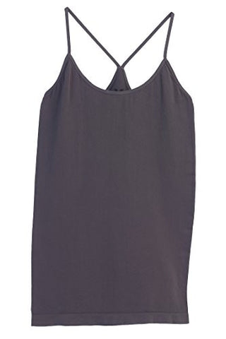 Idea, Point Up Strap Back Cami Top, Charcoal