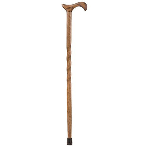 Brazos Twisted Oak Handcrafted Wood Derby Cane, Made in USA, 34 Inches, Brown