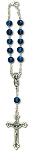 Auto Rosary - Blue Imitation Marble Glass Beads