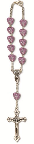 Auto Rosary - Amethyst Beads With Silver Foil Accents